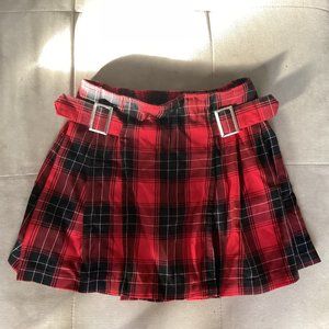 Girls Justice Plaid Skirt Red